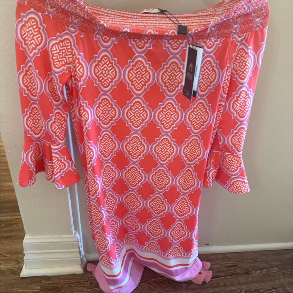 Cabana Life Pink and White Midi Dress